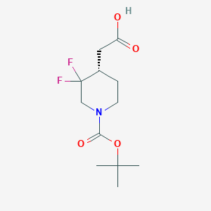 molecular formula C12H19F2NO4 B8241635 2-[(4S)-1-tert-butoxycarbonyl-3,3-difluoro-4-piperidyl]acetic acid 