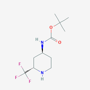 molecular formula C11H19F3N2O2 B8241644 ((2S,4S)-2-(trifluoromethyl)piperidin-4-yl) carbamic acid tert-butyl ester 