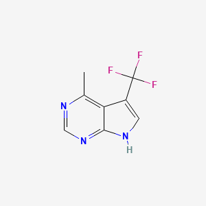 molecular formula C8H6F3N3 B8241685 4-methyl-5-(trifluoromethyl)-7H-pyrrolo[2,3-d]pyrimidine CAS No. 1638771-77-3