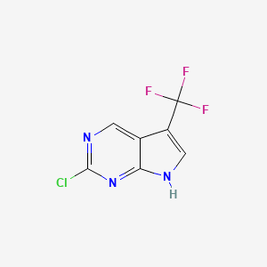 molecular formula C7H3ClF3N3 B8241686 2-chloro-5-(trifluoromethyl)-7H-pyrrolo[2,3-d]pyrimidine 