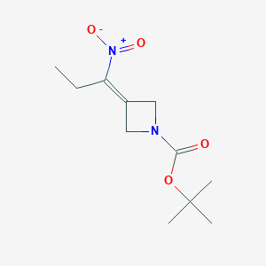 molecular formula C11H18N2O4 B8241705 tert-Butyl 3-(1-nitropropylidene)azetidine-1-carboxylate 