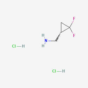 molecular formula C4H9Cl2F2N B8241745 [(1S)-2,2-difluorocyclopropyl]methanamine;dihydrochloride 