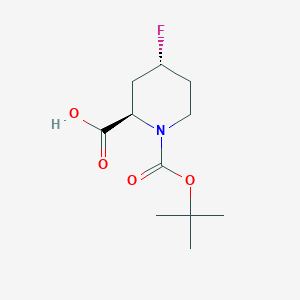 molecular formula C11H18FNO4 B8241764 Trans-1-[(tert-butoxy)carbonyl]-4-fluoropiperidine-2-carboxylic acid 