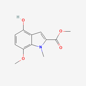 molecular formula C12H13NO4 B8241769 methyl 4-hydroxy-7-methoxy-1-methyl-1H-indole-2-carboxylate 