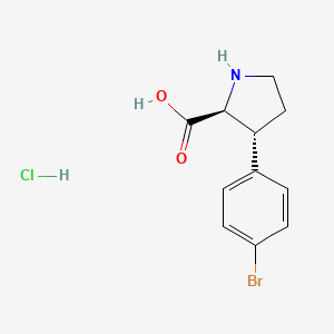 molecular formula C11H13BrClNO2 B8241773 (2S,3R)-3-(4-Bromophenyl)pyrrolidine-2-carboxylic acid hydrochloride 