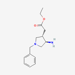 molecular formula C15H22N2O2 B8241866 Ethyl 2-(trans-4-amino-1-benzylpyrrolidin-3-yl)acetate 