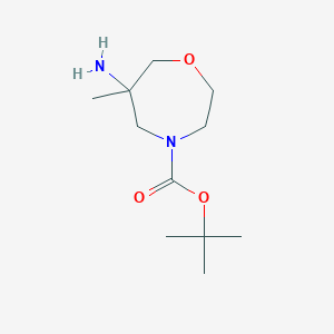 molecular formula C11H22N2O3 B8241940 tert-Butyl 6-amino-6-methyl-1,4-oxazepane-4-carboxylate 