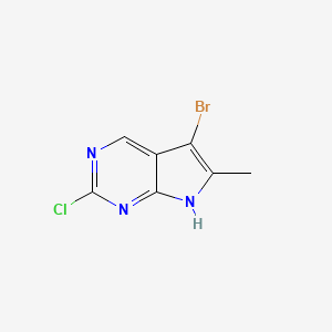 molecular formula C7H5BrClN3 B8242136 5-bromo-2-chloro-6-methyl-7H-pyrrolo[2,3-d]pyrimidine 