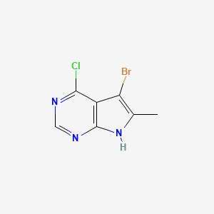 molecular formula C7H5BrClN3 B8242139 5-bromo-4-chloro-6-methyl-7H-pyrrolo[2,3-d]pyrimidine 