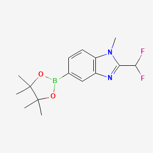 molecular formula C15H19BF2N2O2 B8242231 2-(Difluoromethyl)-1-methyl-5-(tetramethyl-1,3,2-dioxaborolan-2-yl)-1H-1,3-benzodiazole 