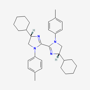 molecular formula C32H42N4 B8242419 (4S,4'S)-4,4'-Dicyclohexyl-1,1'-di-p-tolyl-4,4',5,5'-tetrahydro-1H,1'H-2,2'-biimidazole 