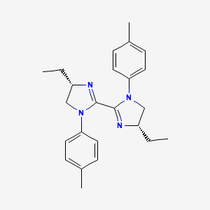 molecular formula C24H30N4 B8242442 (4S,4'S)-4,4'-Diethyl-1,1'-DI-P-tolyl-4,4',5,5'-tetrahydro-1H,1'H-2,2'-biimidazole 