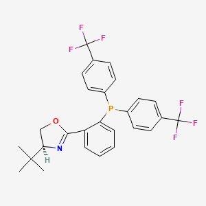 molecular formula C27H24F6NOP B8242502 (4S)-2-[2-[Bis[4-(trifluoromethyl)phenyl]phosphino]phenyl]-4beta-tert-butyl-2-oxazoline 