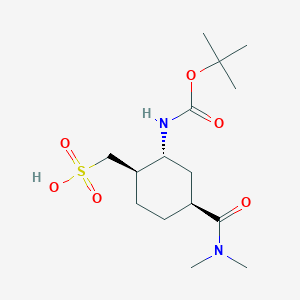 molecular formula C15H28N2O6S B8242588 [(1R,2R,4S)-4-(dimethylcarbamoyl)-2-[(2-methylpropan-2-yl)oxycarbonylamino]cyclohexyl]methanesulfonic acid 