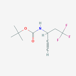 molecular formula C10H14F3NO2 B8242593 tert-butyl N-(5,5,5-trifluoropent-1-yn-3-yl)carbamate 