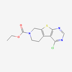 molecular formula C12H12ClN3O2S B8242606 4-Chloro-5,8-dihydro-6H-pyrido[4',3':4,5]thieno[2,3-d]pyrimidine-7-carboxylic acid ethyl ester 