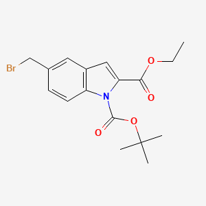molecular formula C17H20BrNO4 B8242682 1-tert-butyl 2-ethyl 5-(bromomethyl)-1H-indole-1,2-dicarboxylate CAS No. 1233086-45-7