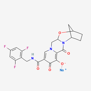 Sodium;3,6-dioxo-7-[(2,4,6-trifluorophenyl)methylcarbamoyl]-12-oxa-2,9-diazatetracyclo[11.2.1.02,11.04,9]hexadeca-4,7-dien-5-olate