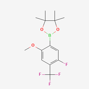 molecular formula C14H17BF4O3 B8242739 2-[5-Fluoro-2-methoxy-4-(trifluoromethyl)phenyl]-4,4,5,5-tetramethyl-1,3,2-dioxaborolane 