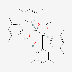 molecular formula C39H46O4 B8243006 ((4R,5R)-2,2-Dimethyl-1,3-dioxolane-4,5-diyl)bis(bis(3,5-dimethylphenyl)methanol) 