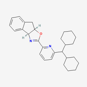 molecular formula C28H34N2O B8243034 (3aS,8aR)-2-(6-(Dicyclohexylmethyl)pyridin-2-yl)-3a,8a-dihydro-8H-indeno[1,2-d]oxazole 