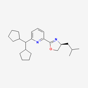 molecular formula C23H34N2O B8243087 (S)-2-(6-(Dicyclopentylmethyl)pyridin-2-yl)-4-isobutyl-4,5-dihydrooxazole 