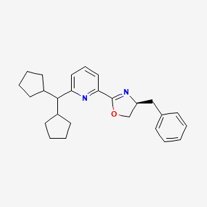 molecular formula C26H32N2O B8243089 (S)-4-Benzyl-2-(6-(dicyclopentylmethyl)pyridin-2-yl)-4,5-dihydrooxazole 