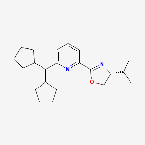 molecular formula C22H32N2O B8243125 (R)-2-(6-(Dicyclopentylmethyl)pyridin-2-yl)-4-isopropyl-4,5-dihydrooxazole 