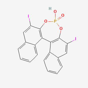 molecular formula C20H11I2O4P B8243133 (11bR)-4-Hydroxy-2,6-diiododinaphtho[2,1-d:1',2'-f][1,3,2]dioxaphosphepine 4-oxide 