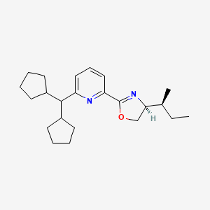 molecular formula C23H34N2O B8243143 (S)-4-((S)-sec-Butyl)-2-(6-(dicyclopentylmethyl)pyridin-2-yl)-4,5-dihydrooxazole 