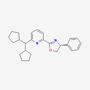 molecular formula C25H30N2O B8243170 (R)-2-(6-(Dicyclopentylmethyl)pyridin-2-yl)-4-phenyl-4,5-dihydrooxazole 