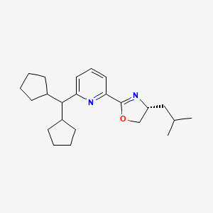 molecular formula C23H34N2O B8243189 (R)-2-(6-(Dicyclopentylmethyl)pyridin-2-yl)-4-isobutyl-4,5-dihydrooxazole 