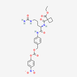 Ethyl (S)-1-((1-((4-((((4-nitrophenoxy)carbonyl)oxy)methyl)phenyl)amino)-1-oxo-5-ureidopentan-2-yl)carbamoyl)cyclobutane-1-carboxylate