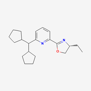 molecular formula C21H30N2O B8243199 (R)-2-(6-(Dicyclopentylmethyl)pyridin-2-yl)-4-ethyl-4,5-dihydrooxazole 
