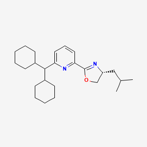 molecular formula C25H38N2O B8243200 (R)-2-(6-(Dicyclohexylmethyl)pyridin-2-yl)-4-isobutyl-4,5-dihydrooxazole 