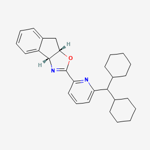molecular formula C28H34N2O B8243219 (3aR,8aS)-2-(6-(Dicyclohexylmethyl)pyridin-2-yl)-3a,8a-dihydro-8H-indeno[1,2-d]oxazole 