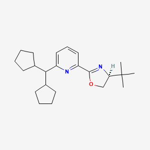 molecular formula C23H34N2O B8243264 (S)-4-(tert-Butyl)-2-(6-(dicyclopentylmethyl)pyridin-2-yl)-4,5-dihydrooxazole 