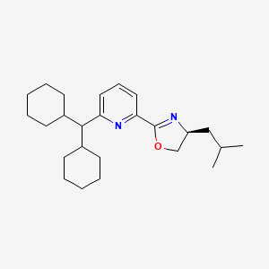molecular formula C25H38N2O B8243265 (S)-2-(6-(Dicyclohexylmethyl)pyridin-2-yl)-4-isobutyl-4,5-dihydrooxazole 