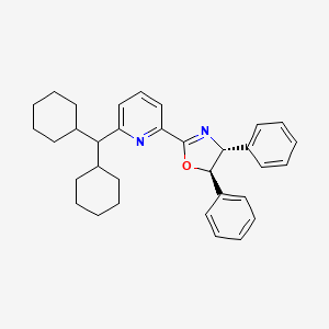 molecular formula C33H38N2O B8243269 (4R,5R)-2-(6-(Dicyclohexylmethyl)pyridin-2-yl)-4,5-diphenyl-4,5-dihydrooxazole 