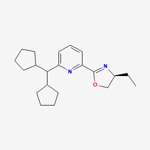molecular formula C21H30N2O B8243291 (S)-2-(6-(Dicyclopentylmethyl)pyridin-2-yl)-4-ethyl-4,5-dihydrooxazole 