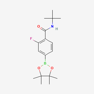 molecular formula C17H25BFNO3 B8243408 N-(tert-Butyl)-2-fluoro-4-(4,4,5,5-tetramethyl-1,3,2-dioxaborolan-2-yl)benzamide 