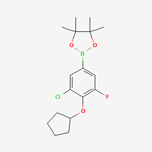 molecular formula C17H23BClFO3 B8243411 2-(3-Chloro-4-(cyclopentyloxy)-5-fluorophenyl)-4,4,5,5-tetramethyl-1,3,2-dioxaborolane 