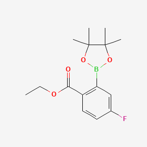 molecular formula C15H20BFO4 B8243442 Ethyl 4-fluoro-2-(4,4,5,5-tetramethyl-1,3,2-dioxaborolan-2-yl)benzoate 