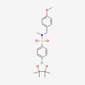 molecular formula C21H28BNO5S B8243484 N-(4-Methoxybenzyl)-N-methyl-4-(4,4,5,5-tetramethyl-1,3,2-dioxaborolan-2-yl)benzenesulfonamide 