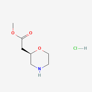 molecular formula C7H14ClNO3 B8243536 Methyl 2-((R)-morpholin-2-yl)acetate hydrochloride 