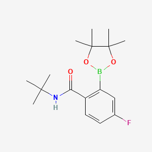 molecular formula C17H25BFNO3 B8243560 N-(tert-Butyl)-4-fluoro-2-(4,4,5,5-tetramethyl-1,3,2-dioxaborolan-2-yl)benzamide 