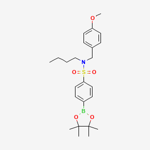 molecular formula C24H34BNO5S B8243570 N-Butyl-N-(4-methoxybenzyl)-4-(4,4,5,5-tetramethyl-1,3,2-dioxaborolan-2-yl)benzenesulfonamide 