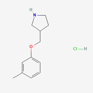 molecular formula C12H18ClNO B8243626 3-((m-Tolyloxy)methyl)pyrrolidine hydrochloride 