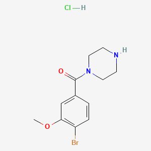 molecular formula C12H16BrClN2O2 B8243683 (4-Bromo-3-methoxyphenyl)(piperazin-1-yl)methanone hydrochloride 