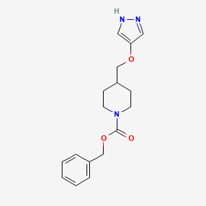 molecular formula C17H21N3O3 B8243701 Benzyl 4-(((1H-pyrazol-4-yl)oxy)methyl)piperidine-1-carboxylate 